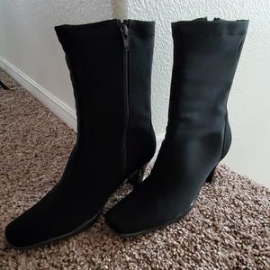 Black fabric booties